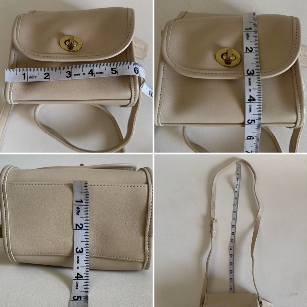 Vintage Coach Emmie Crossbody Pouch Bag 9018 Leather Cream 90s USA Classic Small - Picture 10 of 10